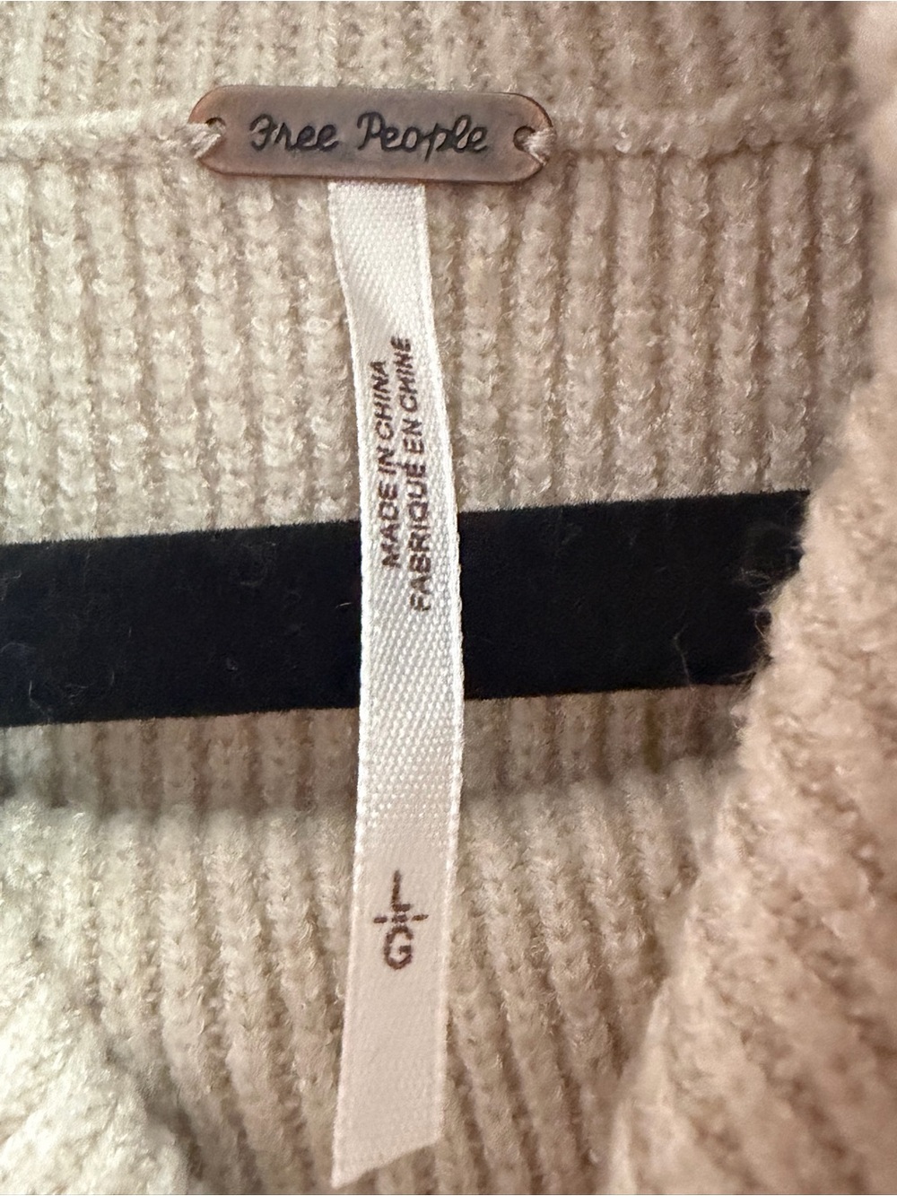 Free People Oversized Ribbed Turtleneck Sweater Oatmeal Beige Size L - Picture 4 of 12